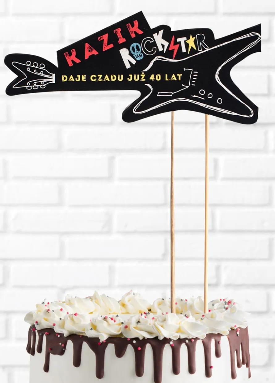 Topper na tort ROCKSTAR dekoracja tort z gitarą