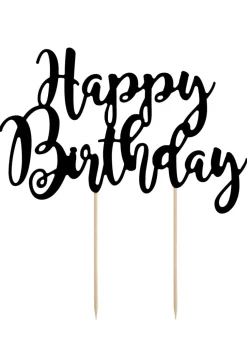 Topper na tort urodzinowy HAPPY BIRTHDAY czarny