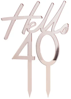 Topper na tort 40 URODZINY HELLO rose gold
