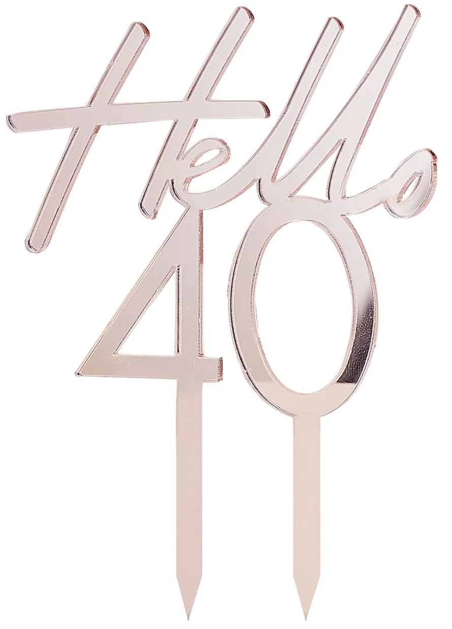 Topper na tort 40 URODZINY HELLO rose gold