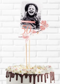 Topper na tort urodziny VINTAGE ze zdjęciem
