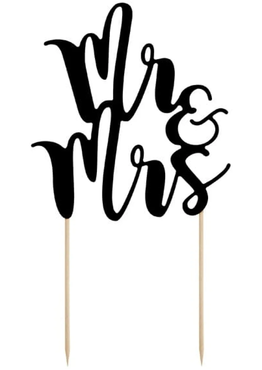 Topper na tort weselny MR & MRS czarny