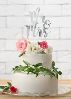Topper na tort weselny Mr & Mrs srebrny