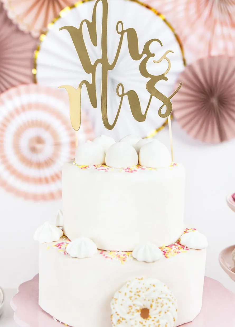 Topper na tort weselny Mr & Mrs złoty