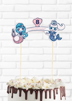 Topper na tort z syrenami SYRENKI personalizowany