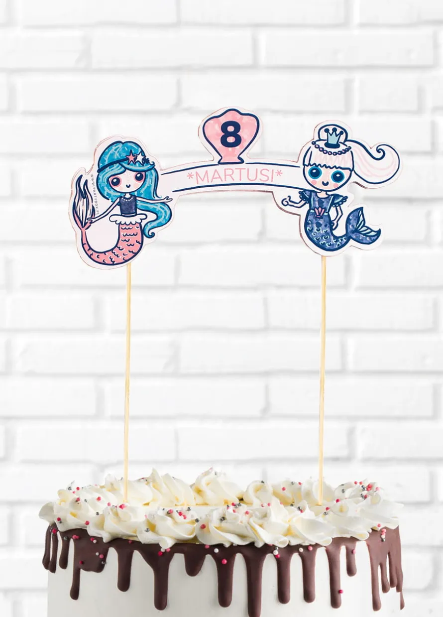 Topper na tort z syrenami SYRENKI personalizowany