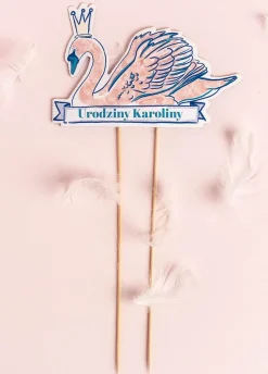 Topper personalizowany na tort z łabędziem SWAN