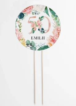 Topper 50 urodziny KWIATY