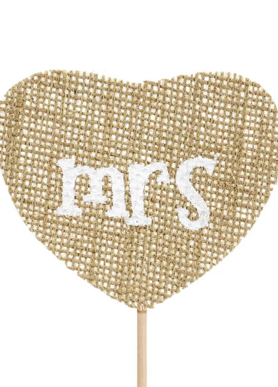 Toppery na tort weselny Mr & Mrs z juty (2szt.)