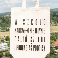 Torba bawełniana z nadrukiem W SZKOLE