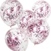 Urodzinowe balony z KONFETTI różowym (5szt.)