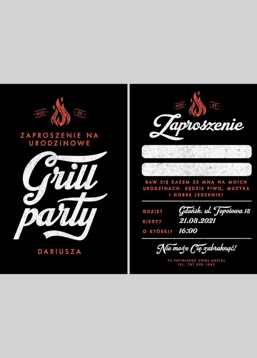 Urodzinowe zaproszenia na grilla GRILL PARTY