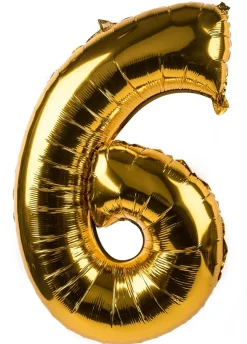 Urodzinowy balon CYFRA 6 złoty