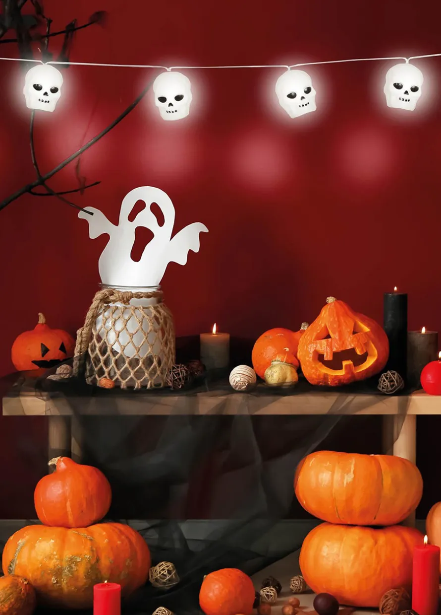 Świecąca dekoracja hallowenowa GIRLANDA CZASZKA