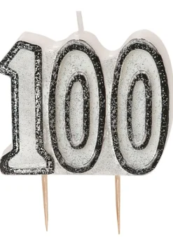 Świeczka urodzinowa 100 URODZINY czarna świeczka na tort