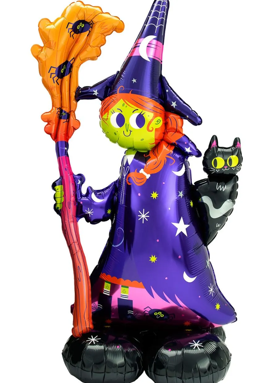 Wielki balon na Halloween WIEDŹMA Z KOTEM