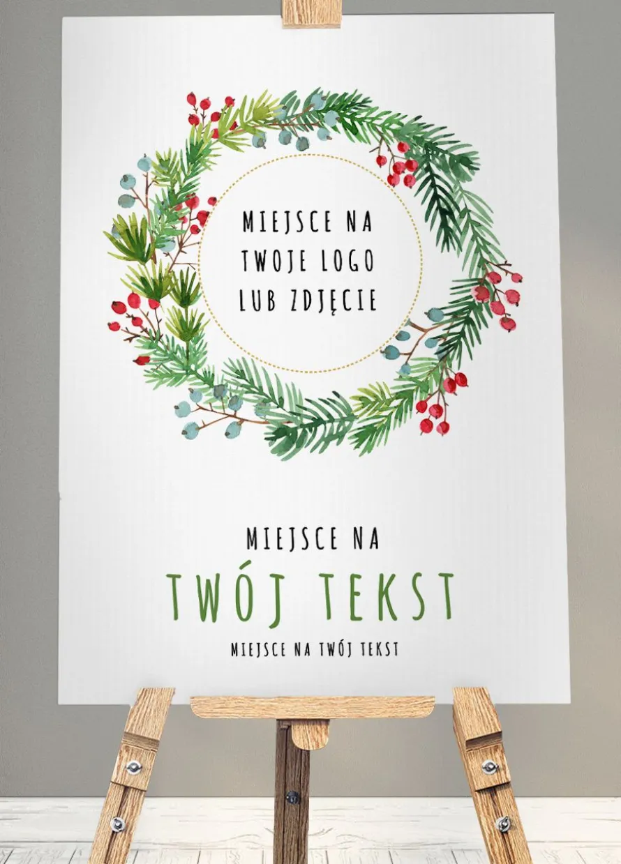 Świąteczna tablica powitalna TWÓJ TEKST I LOGO