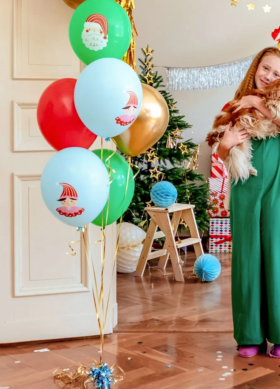 Świąteczne balony MIKOŁAJ I ELF 30cm (6szt.)