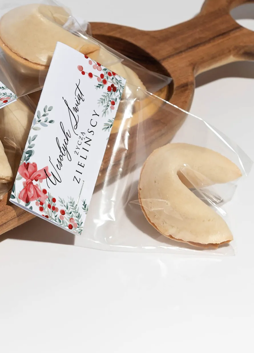 Świąteczne ciasteczka z wróżbą WESOŁYCH ŚWIĄT personalizowane