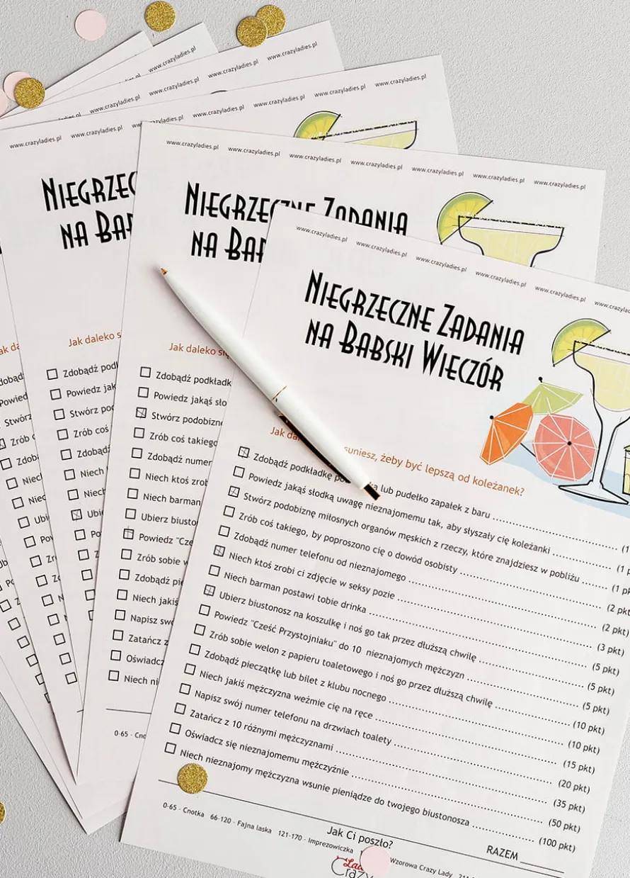Zadania na wieczór panieński (6szt.)