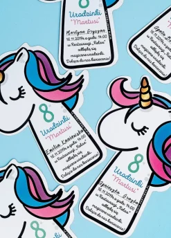ZAPROSZENIA JEDNOROŻEC personalizowane urodziny unicorn (6szt.)