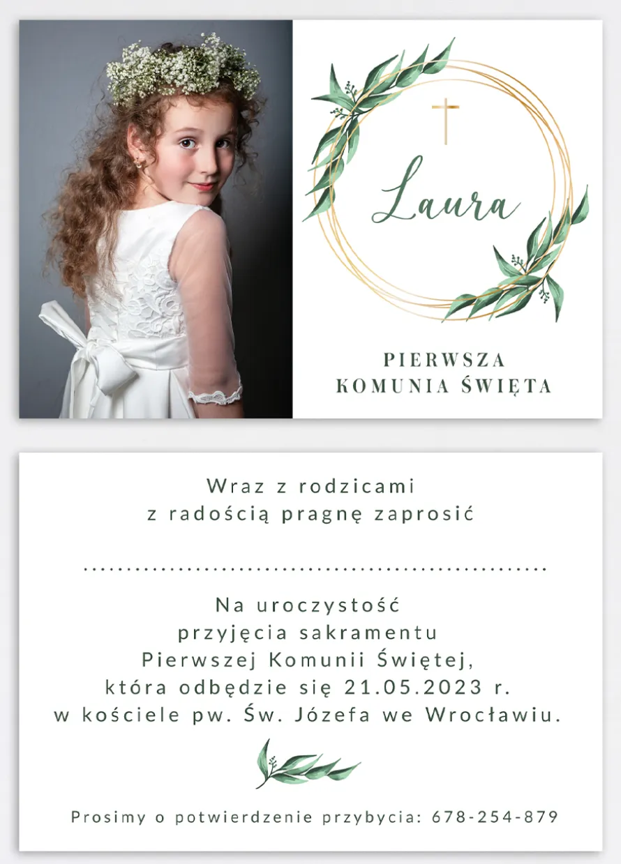 Zaproszenia komunijne ZE ZDJĘCIEM