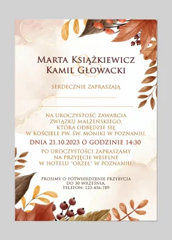 Zaproszenia ślubne JESIENNE ze zdjęciem