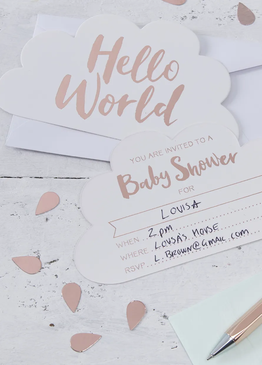 Zaproszenia na baby shower HELLO WORLD (10szt.)
