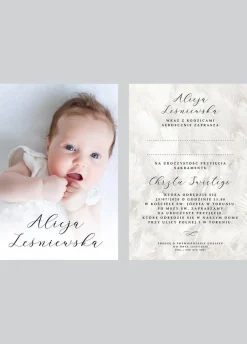 Zaproszenia na chrzciny ZE ZDJĘCIEM personalizowane zaproszenia