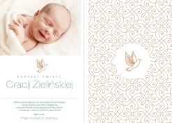 Zaproszenia na chrzest ze zdjęciem GOŁĄBEK