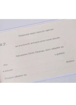 Zaproszenia na chrzest z kokardką (10szt.)