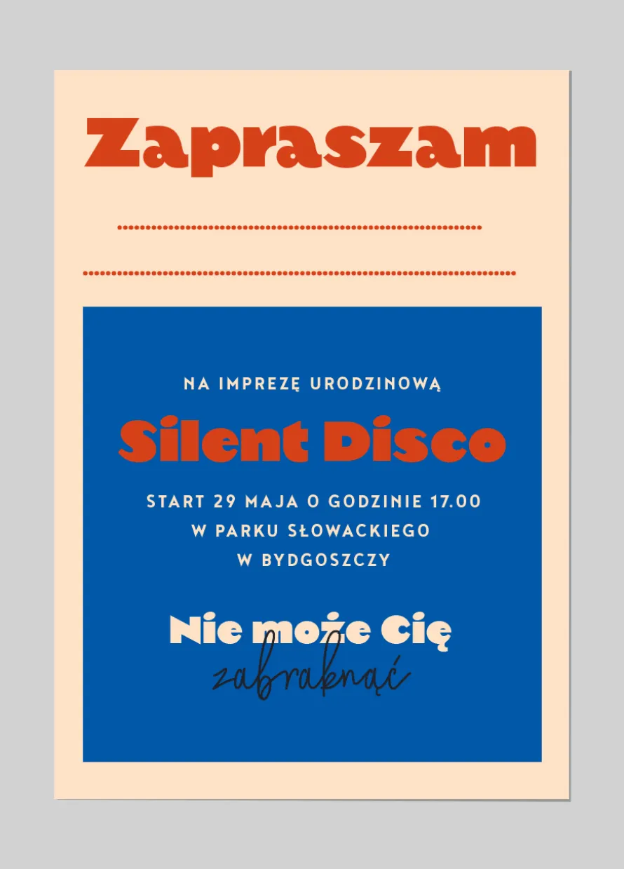 Zaproszenia na imprezę SILENT DISCO
