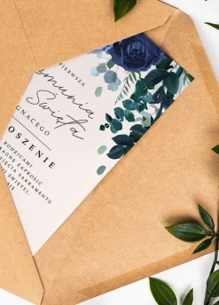Zaproszenia na komunię personalizowane PIWONIE 14x19,5 cm