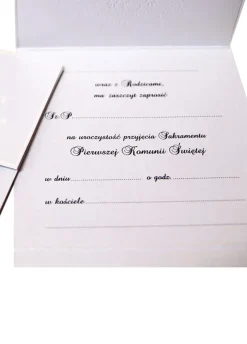 Zaproszenia na komunię z kopertami ORNAMENT biały (10szt.)