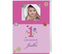 Zaproszenia na roczek personalizowane KWIATKI