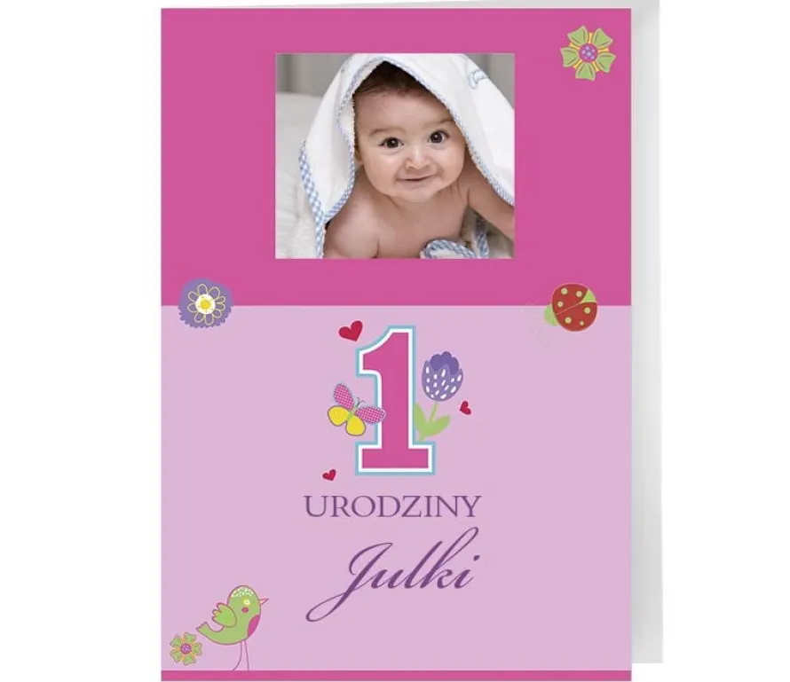 Zaproszenia na roczek personalizowane KWIATKI