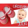 Zaproszenia na roczek personalizowane KROPKI czerwone