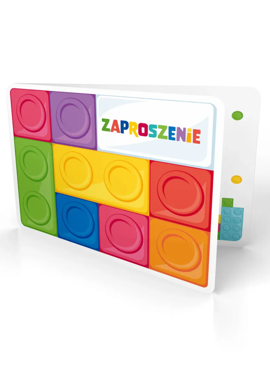 Zaproszenia na urodziny dla chłopca KLOCKI (6szt.)