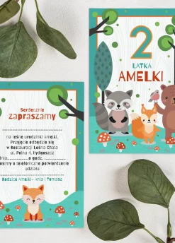Zaproszenia na urodziny dla dzieci LEŚNE ZWIERZĘTA