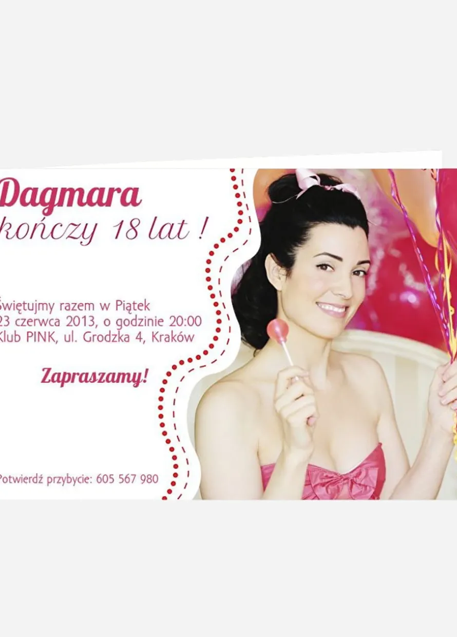 Zaproszenia na 18 urodziny dla dziewczyny ZE ZDJĘCIEM