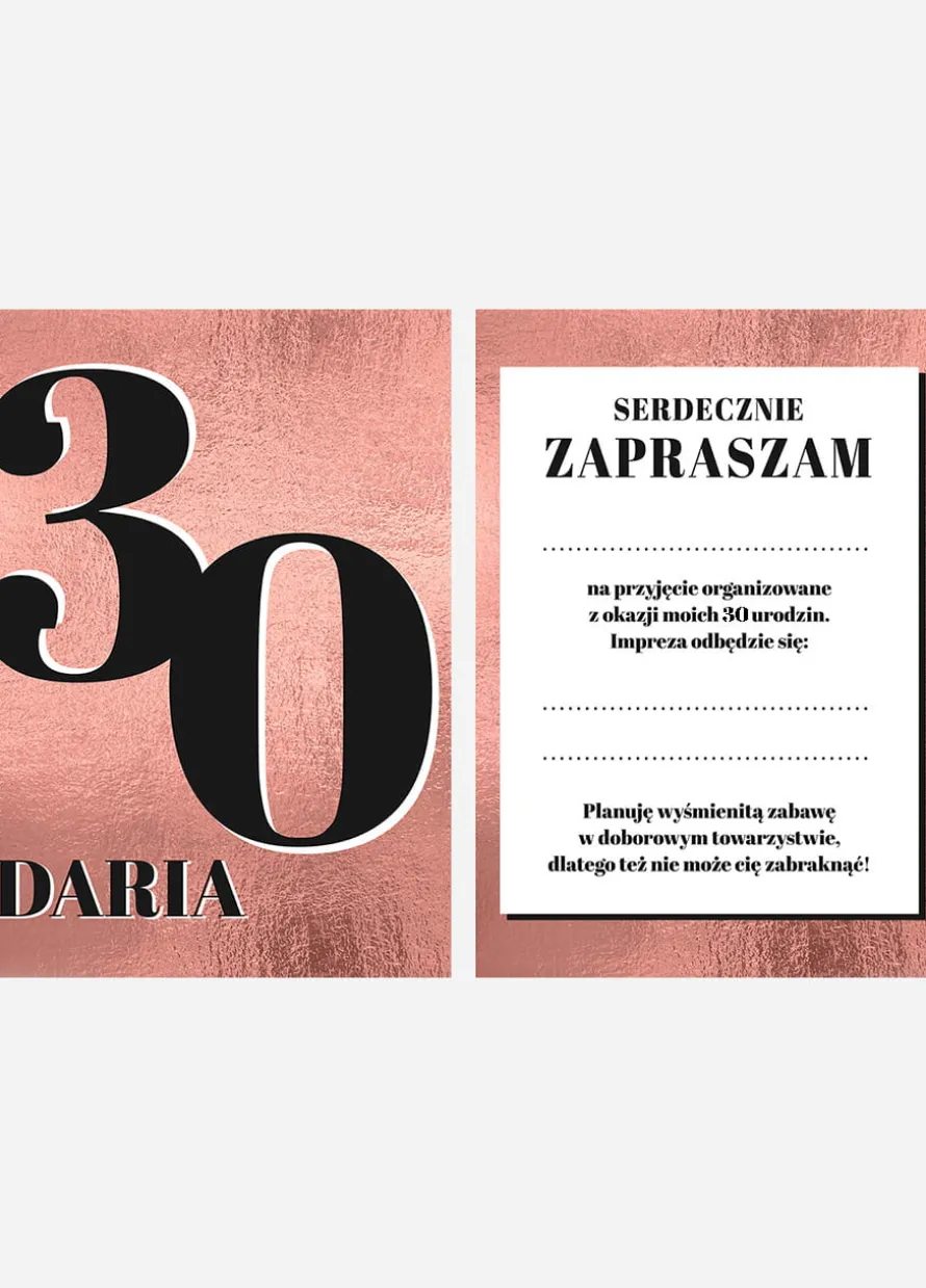 Zaproszenia na 30 urodziny GLAM personalizowane