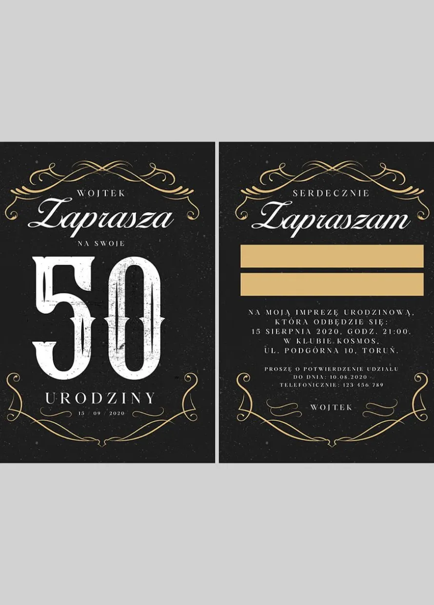Zaproszenia na 50 URODZINY mężczyzny