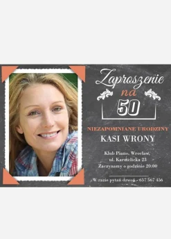 Zaproszenia na 50 urodziny personalizowane TABLICA FOTO