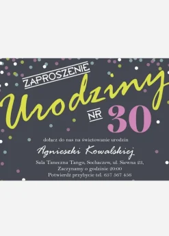 Zaproszenia na 30 urodziny personalizowane KONFETTI