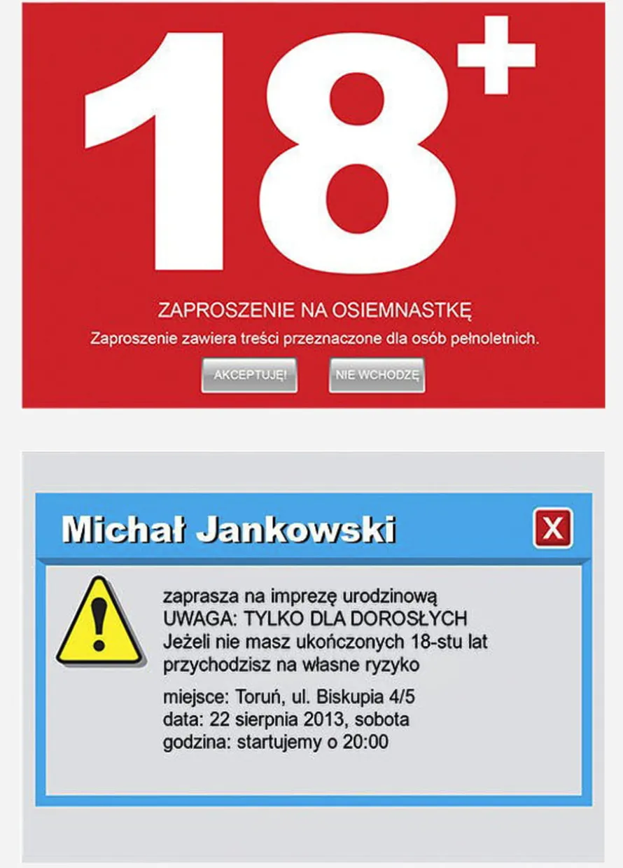 Zaproszenia na 18 urodziny WINDOWS zaproszenie na osiemnastkę