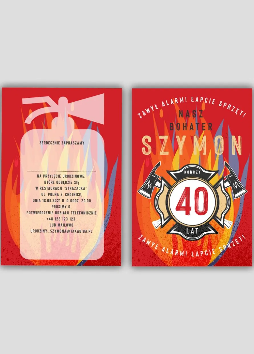 Zaproszenia personalizowane URODZINY STRAŻAKA