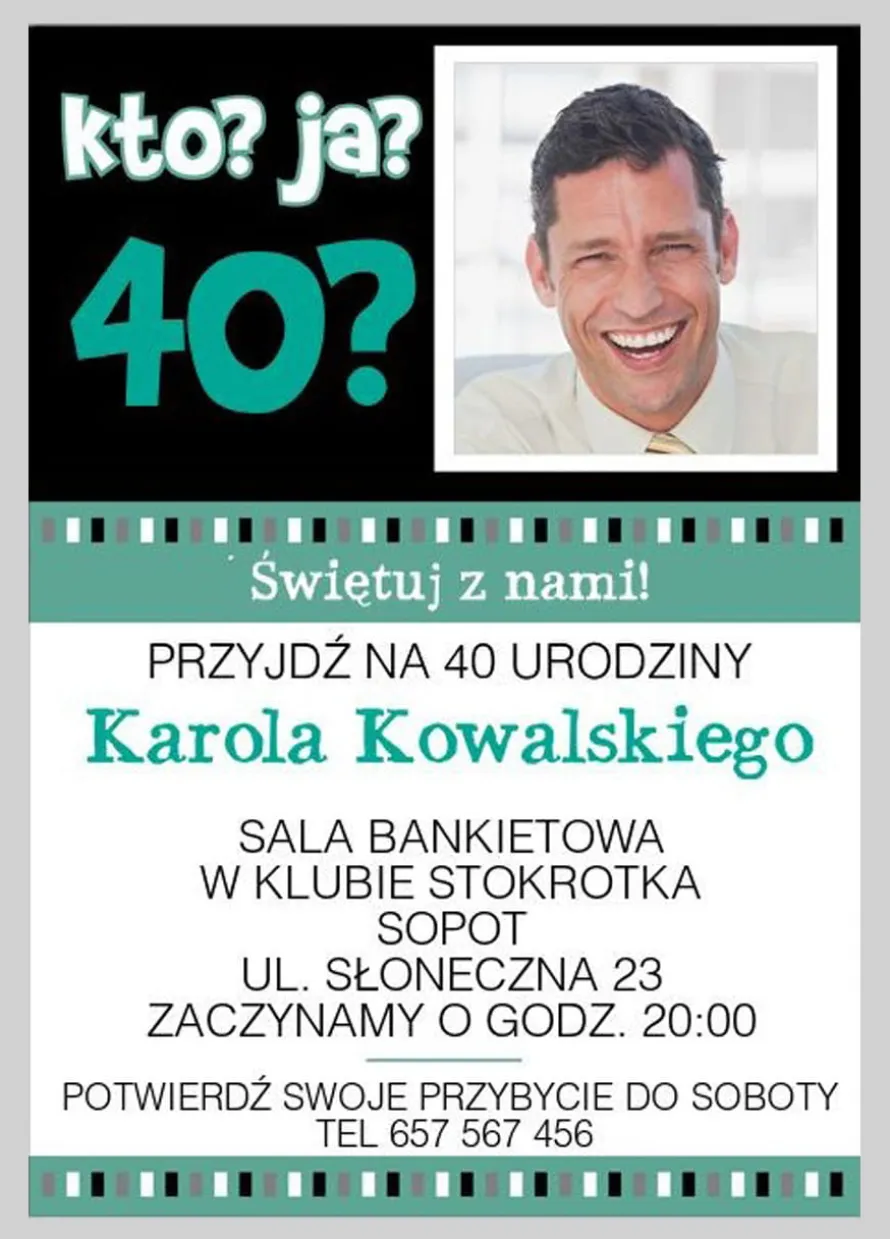 Zaproszenia personalizowane na 40 urodziny