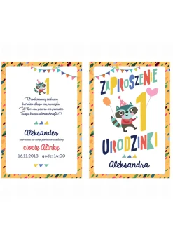 Zaproszenia personalizowane na roczek URODZINKI Z SZOPEM