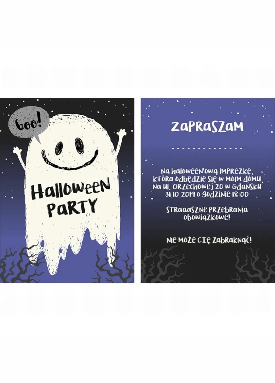 Zaproszenia personalizowane na HALLOWEEN DLA DZIECI