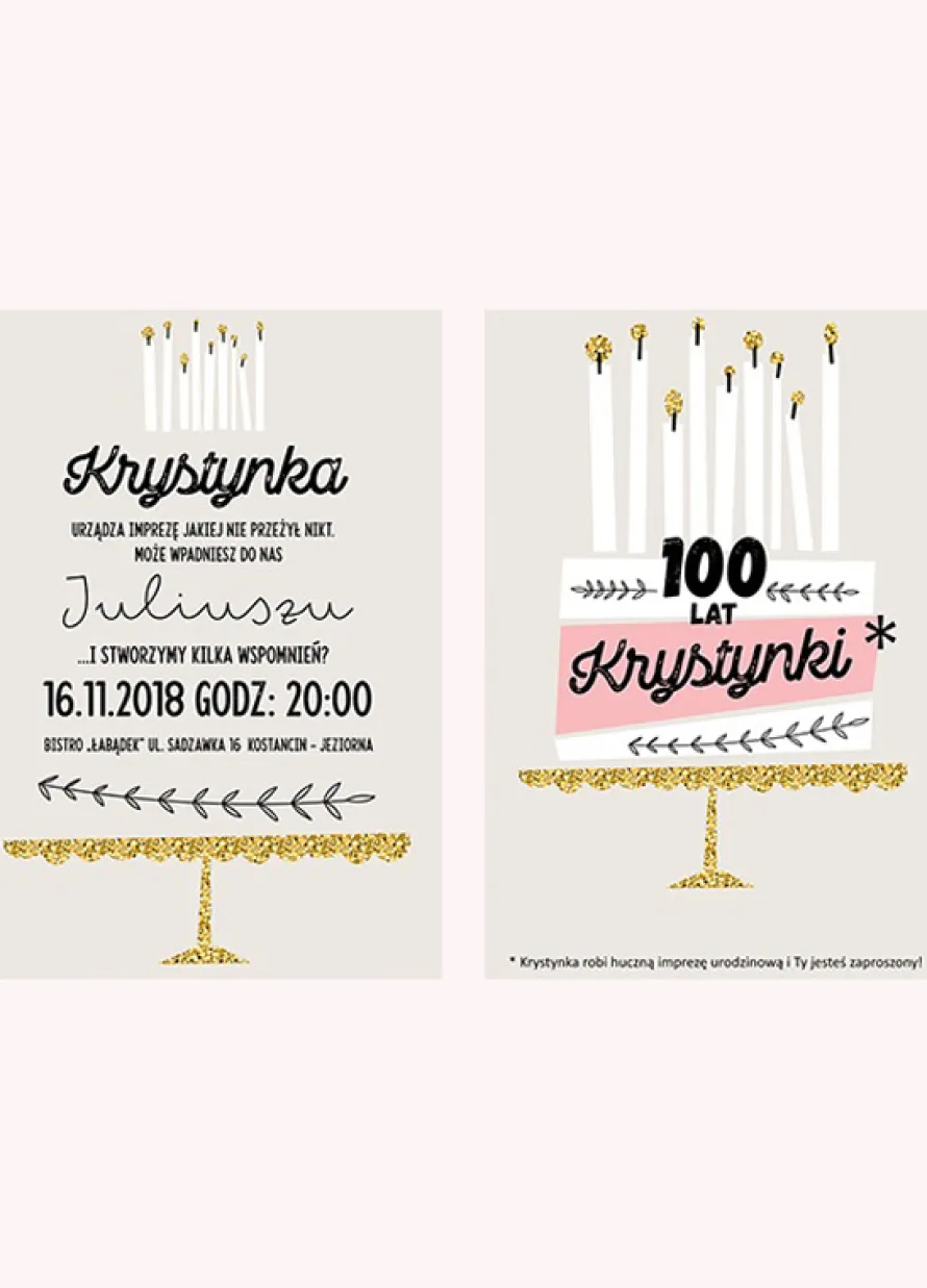 Zaproszenia personalizowane RÓŻOWY TORT